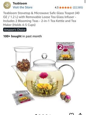 Glass Teapot and Blooming Tea NEW Mother’s Day gift 🎁 with infuser